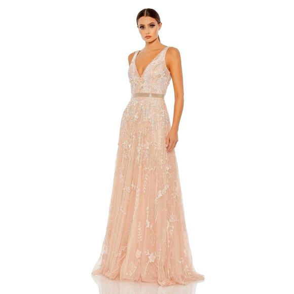 MAC DUGGAL 5215 Sequin Beaded Embellished Glitter Accented Waist Dress 4 NEW - Picture 1 of 9